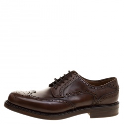 Pre Owned Salvatore Ferragamo Brown Brogue Leather Gabriele Derby Size 42.5