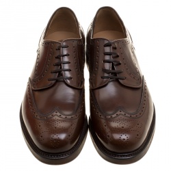 Pre Owned Salvatore Ferragamo Brown Brogue Leather Gabriele Derby Size 42.5