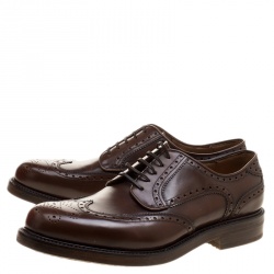 Pre Owned Salvatore Ferragamo Brown Brogue Leather Gabriele Derby Size 42.5