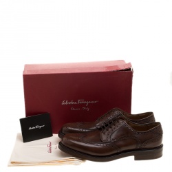 Pre Owned Salvatore Ferragamo Brown Brogue Leather Gabriele Derby Size 42.5