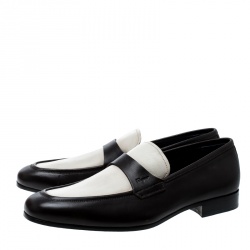 Pre Owned Salvatore Ferragamo Two Tone Leather Rovigo Loafers Size 45.5