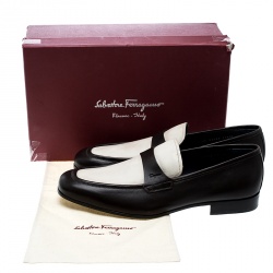 Pre Owned Salvatore Ferragamo Two Tone Leather Rovigo Loafers Size 45.5