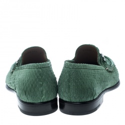 Pre Owned حذاء لوفرز سالفاتوري فيراغامو ماسون جلد ثعبان أخضر مقاس 42