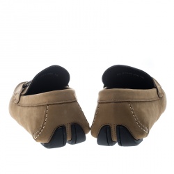 مملوكة مسبقًا Salvatore Ferragamo Dark Beige Nubuck Londra Loafers Size 44