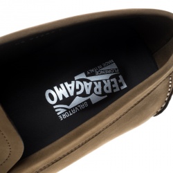 مملوكة مسبقًا Salvatore Ferragamo Dark Beige Nubuck Londra Loafers Size 44