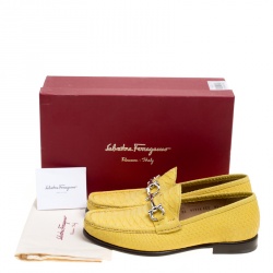 Pre Owned حذاء لوفرز س الفاتوري فيراغامو جلد ثعبان أصفر ميسون مقاس 43