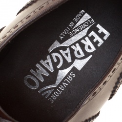 Pre Owned حذاء أكسفورد سالفاتوري فيراغامو بروغي جلد ثلاثي اللون مقاس 43.5