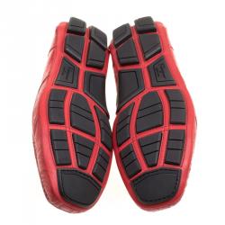 Pre Owned حذاء لوفرز سالفاتوري فيراغامو سارديغنا جلد برتقالي محمر مقاس 41.5