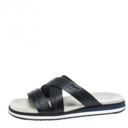 Salvatore Ferragamo Black Leather Lao Sandals Size 43