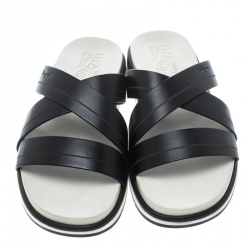 Salvatore Ferragamo Black Leather Lao Sandals Size 43