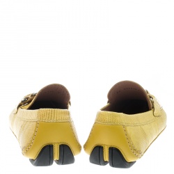 Pre Owned حذاء لوفرز سالفاتوري فيراغامو سارديغنا جلد سحالي أصفر مقاس 42