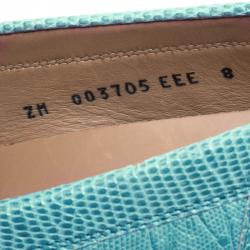 مملوكة مسبقًا حذاء لوفرز سالفاتوري فيراغامو سارديغنا جلد سحالي أخضر أكوا مقاس 42