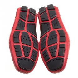 Pre Owned Salvatore Ferragamo Coral Red Lizard Sardegna Loafers Size 44