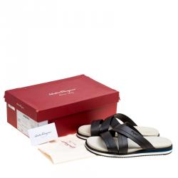 Salvatore Ferragamo Brown Leather Lao Cross Strap Sandals Size 43.5