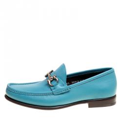 مملوكة مسبقًا حذاء لوفرز سالفاتوري فيراغامو ماسون غانسيو بيت جلد أزرق مقاس 43.5