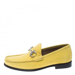 Pre Owned Salvatore Ferragamo Yellow Python Mason Loafers Size 41.5