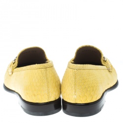 Pre Owned Salvatore Ferragamo Yellow Python Mason Loafers Size 41.5
