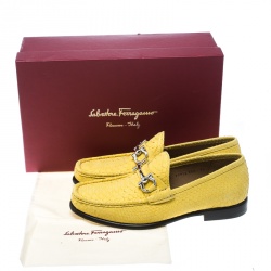 Pre Owned Salvatore Ferragamo Yellow Python Mason Loafers Size 41.5