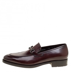 مملوكة مسبقًا Salvatore Ferragamo Wine Leather Panfilo Loafers Size 42