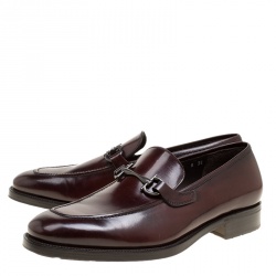 مملوكة مسبقًا Salvatore Ferragamo Wine Leather Panfilo Loafers Size 42