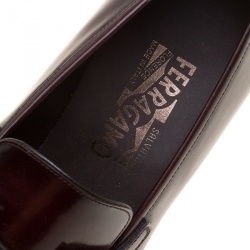 مملوكة مسبقًا Salvatore Ferragamo Wine Leather Panfilo Loafers Size 42