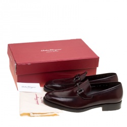 مملوكة مسبقًا Salvatore Ferragamo Wine Leather Panfilo Loafers Size 42