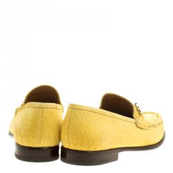 Pre Owned Salvatore Ferragamo Yellow Python Mason Loafers Size 44