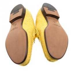 Pre Owned Salvatore Ferragamo Yellow Python Mason Loafers Size 44