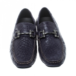 مملوكة مسبقًا حذاء لوفرز سالفاتوري فيراغامو بريغي بيت جلد تمساح أصفر مقاس 42.5