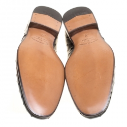 Pre Owned حذاء أكسفورد سالفاتوري فيراغامو غريس جلد نعام رمادية داكنة مقاس 45