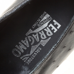 Pre Owned حذاء أكسفورد سالفاتوري فيراغامو غريس جلد نعام رمادية داكنة مقاس 45