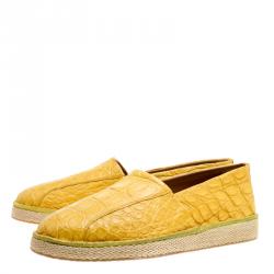 Pre Owned Salvatore Ferragamo Yellow Crocodile Leather Lampedusa Espadrilles Size 42