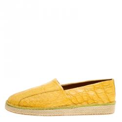 Pre Owned Salvatore Ferragamo Yellow Crocodile Leather Lampedusa Espadrilles Size 42
