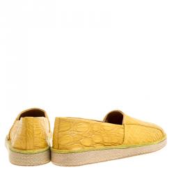 Pre Owned Salvatore Ferragamo Yellow Crocodile Leather Lampedusa Espadrilles Size 42