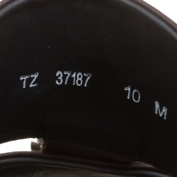 Pre Owned Salvatore Ferragamo Brown Leather Lutfi Slides Size 44