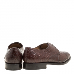 Pre Owned حذاء دربي سالفاتوري فيراغامو نوردلاند جلد تمساح موكا مقاس 42