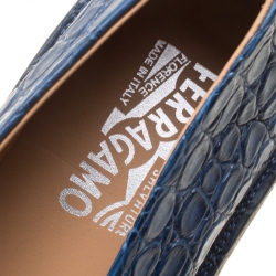 Salvatore Ferragamo Blue Crocodile Leather Lampedusa Espadrilles Size 43.5