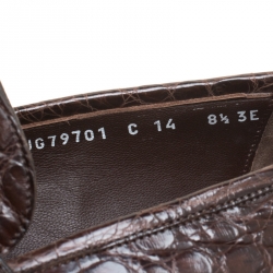 Pre Owned Salvatore Ferragamo Mocca Crocodile Leather Pablo Penny Loafers Size 42.5