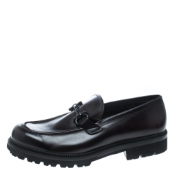 Pre Owned Salvatore Ferragamo Brown Leather Gatwick Platform Loafers Size 44.5