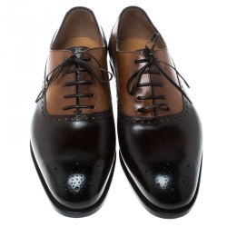 Pre Owned Salvatore Ferragamo Special Edition Two Tone Brogue Leather Oxfords Size 43.5