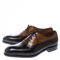 Pre Owned Salvatore Ferragamo Special Edition Two Tone Brogue Leather Oxfords Size 43.5