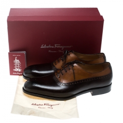 Pre Owned Salvatore Ferragamo Special Edition Two Tone Brogue Leather Oxfords Size 43.5