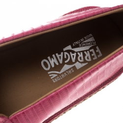 Pre Owned حذاء إسبادريلز سالفاتوري فيراغامو لامبدوسا جلد سحلية وردية مقاس 44