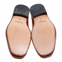 Pre Owned Salvatore Ferragamo Red Leather Giordano Moccassins Size 44