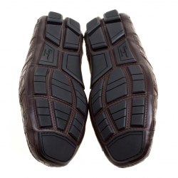 مملوكة مسبقًا Salvatore Ferragamo Brown Crocodile Leather Parigi Bit Loafers Size 45