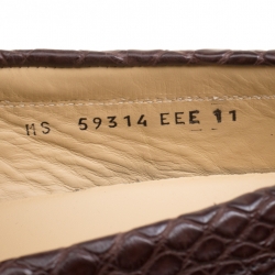 مملوكة مسبقًا Salvatore Ferragamo Brown Crocodile Leather Parigi Bit Loafers Size 45