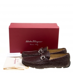 مملوكة مسبقًا Salvatore Ferragamo Brown Crocodile Leather Parigi Bit Loafers Size 45