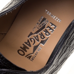 Pre Owned Salvatore Ferragamo Black Crocodile Leather Nordland Derby Size 42.5