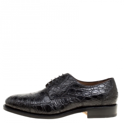Pre Owned Salvatore Ferragamo Black Crocodile Leather Nordland Derby Size 42.5
