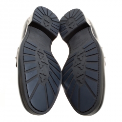Pre Owned Salvatore Ferragamo Black Leather Panfilo Loafers Size 44